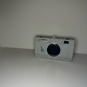 Silver Glitter Camera Clutch